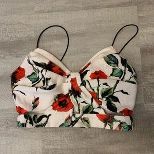 Rose bustier top with cut outs under bust